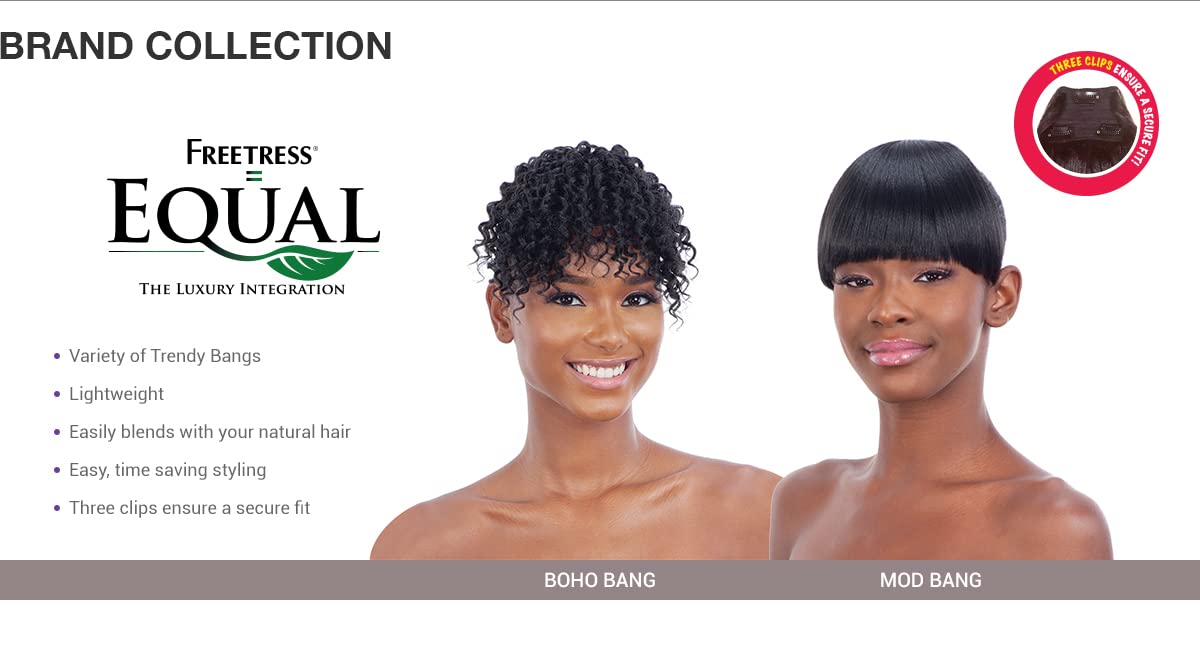 BOHO BANG (1B Off Black) - Freetress Equal Synthetic Clip-In Hair Piece Find Your New Look Today!