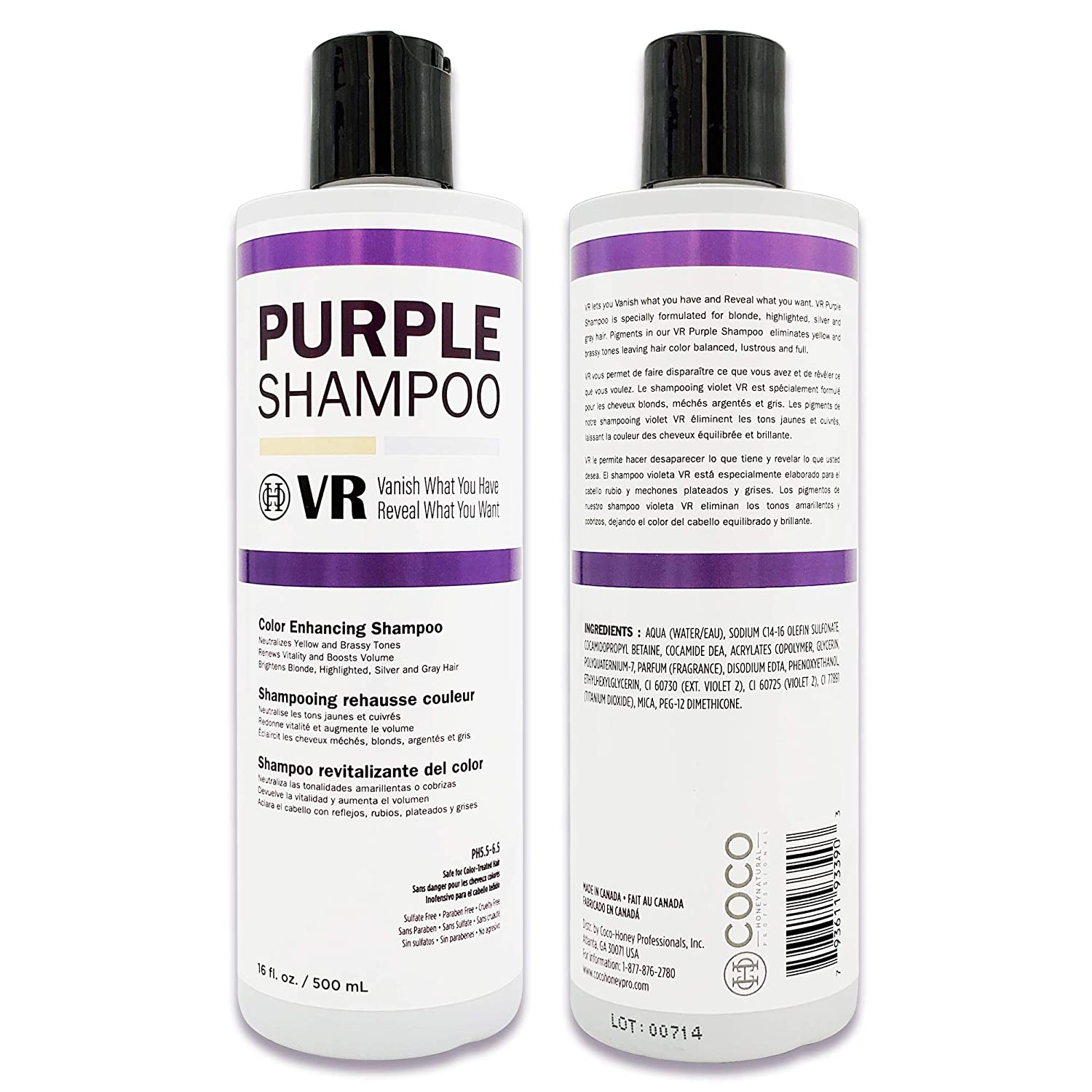 COCO-HONEY Cocohoney VR Color Enhancing Purple Shampoo for Blonde, Highlighted, Silver and Gray Hair 16 Oz. Find Your New Look Today!
