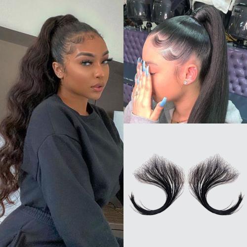 Celebrity 100% Human Hair HD Lace Reusable Fake Baby Hair Edge 2pcs V-Shape Find Your New Look Today!