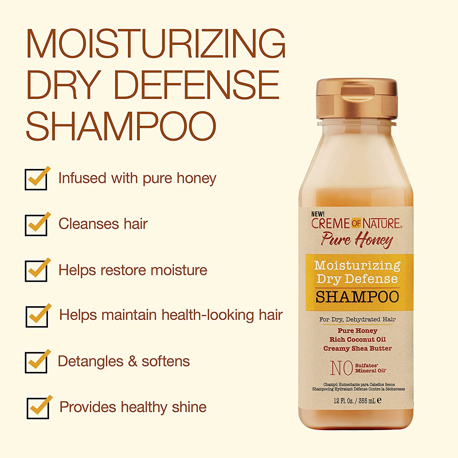 Coconut Oil & Shea Butter Shampoo by Creme of Nature,Dry Defense for Damaged Hair, Formula with Pure Honey, 12.07 Fl Oz Find Your New Look Today!