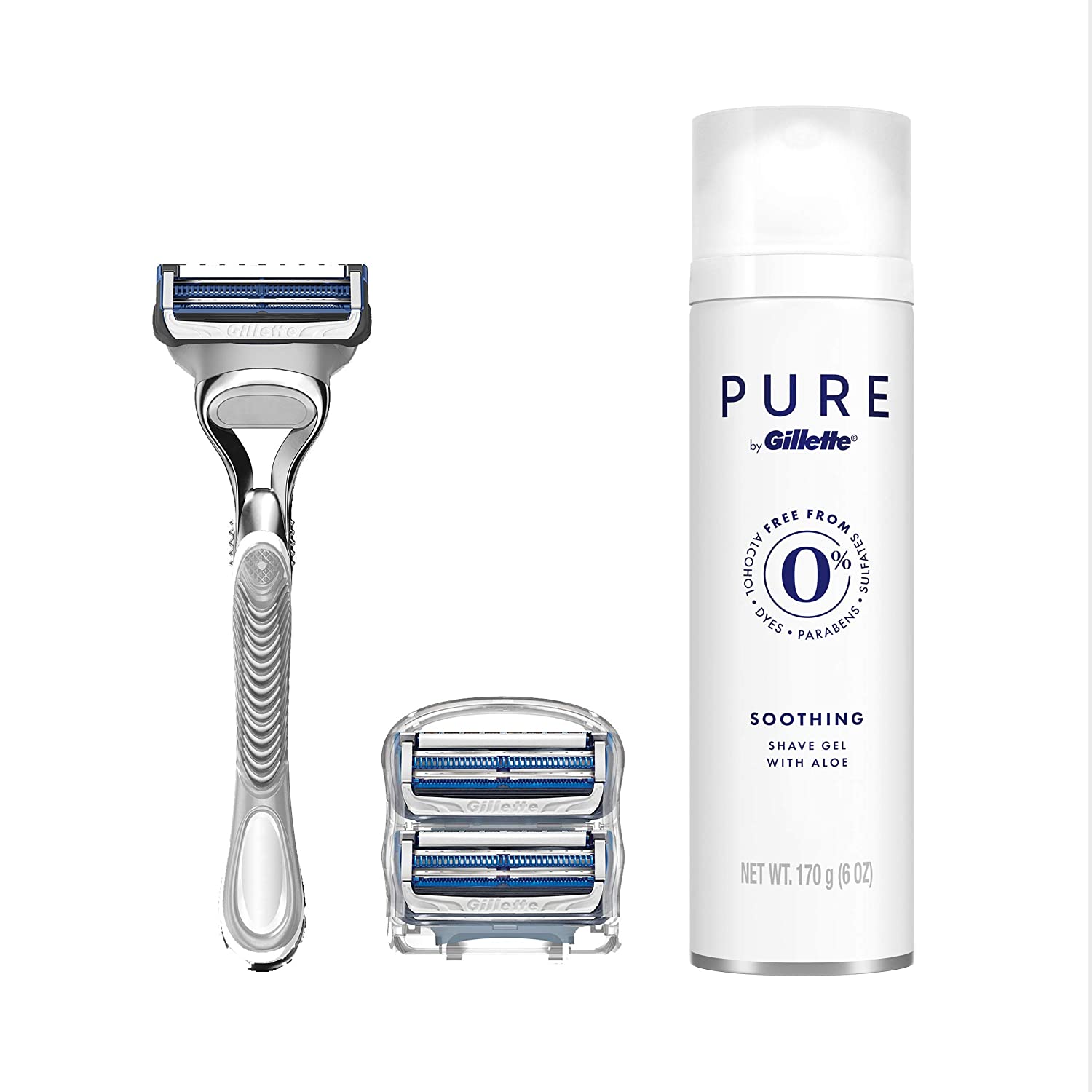 Gillette SkinGuard Men's Razor Handle, 3 Blade Refills + PURE Shave Gel Find Your New Look Today!