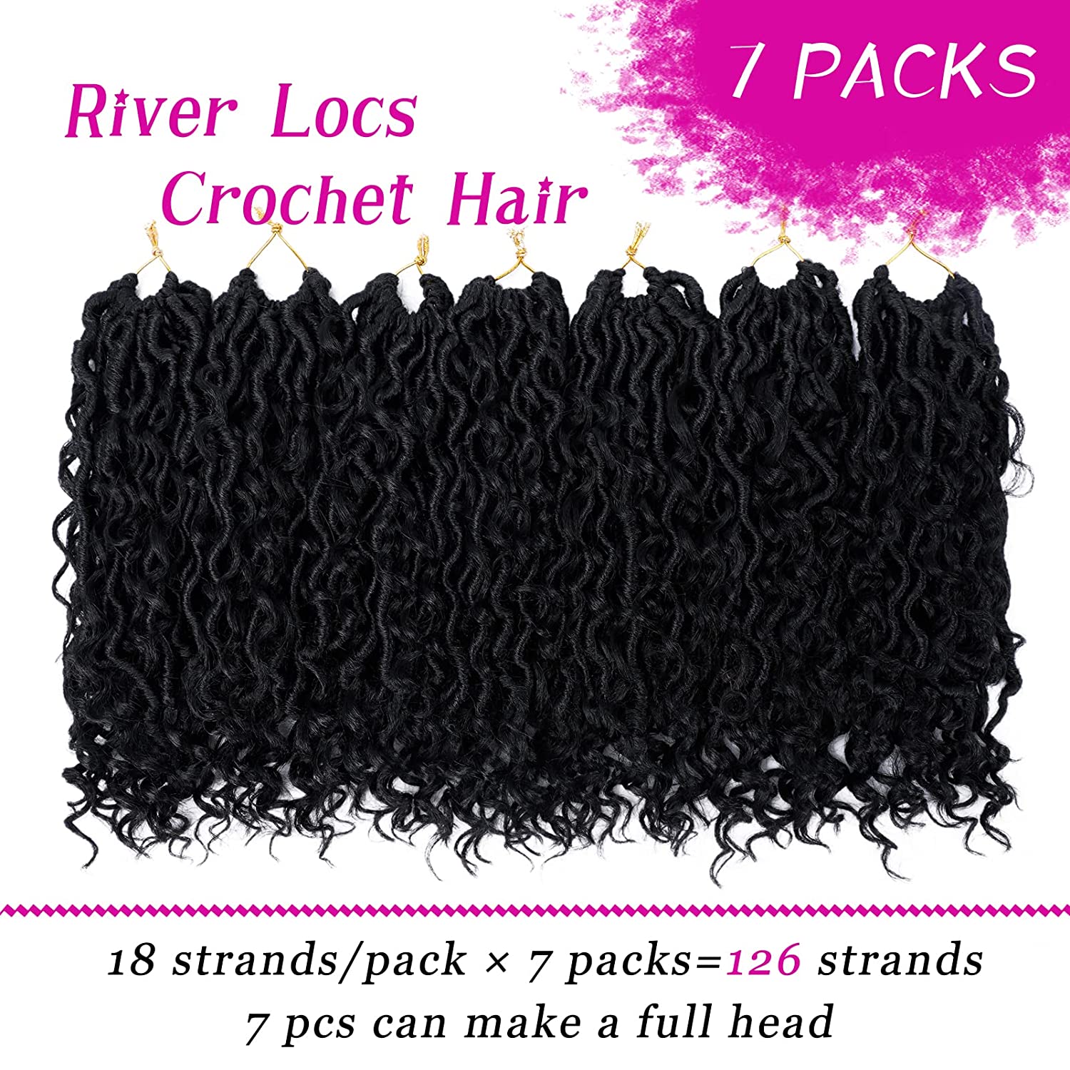 Goddess Locs Crochet Hair 12 Inch 7 Packs River Locs Curly Faux Locs Crochet Hair for Women Pre Looped Crochet Braids with Curly Hair Boho Hippie Locs Synthetic Hair Extensions (#1B) Find Your New Look Today!