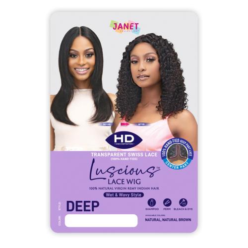 Janet Collection Natural Virgin Remy Indian Hair HD Swiss Lace Front Wig Luscious Wet N Wavy Deep Find Your New Look Today!