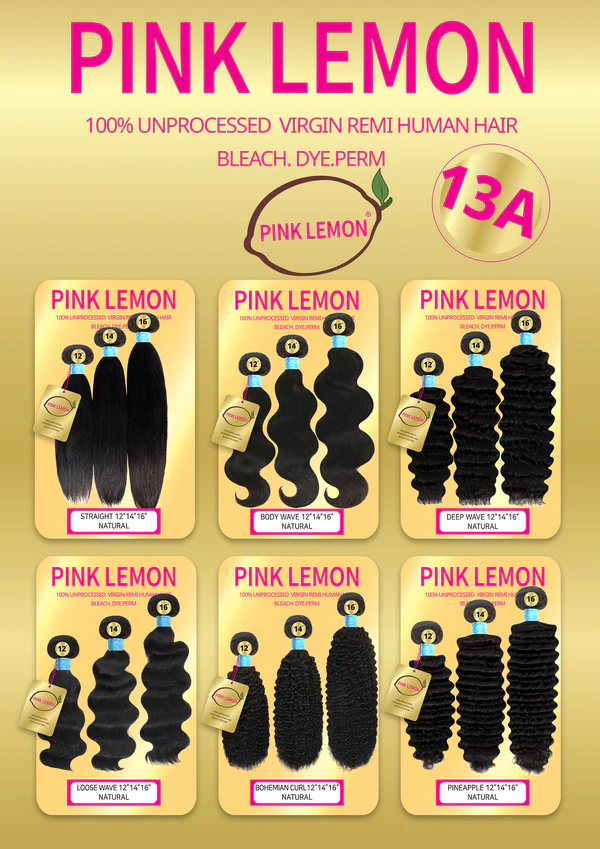 PINK LEMON - 100% 13A VIRGIN HAIR BUNDLE BLEACH, DYE, PERM (DEEP WAVE) Find Your New Look Today!