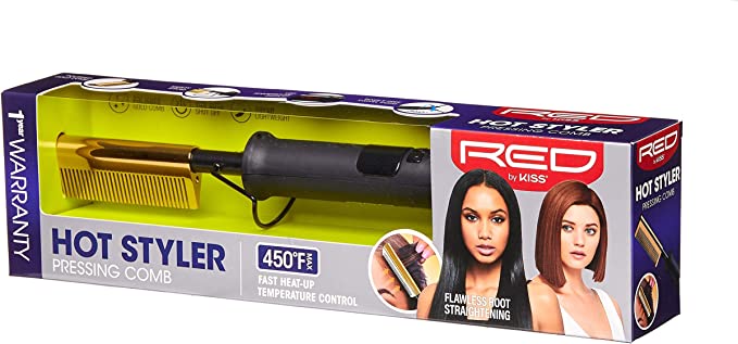 Red by Kiss Hot Comb Hair Straightener 450 Degrees, Straight Teeth Electric Heating Comb, Pressing Comb Brush for Straightening Hair and Beard, Curling Iron for Natural Black Hair Find Your New Look Today!