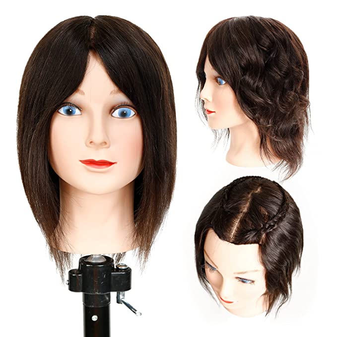 STUDIO LIMITED 100% Human Hair Mannequin Head Cosmetology Barber Salon Practice Mannequin Personal Student Tool (10'' Female) Find Your New Look Today!