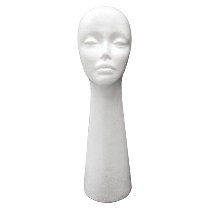 STUDIO LIMITED Styrofoam Mannequin Head, Long Neck, White Foam Wig Head Display (1 PC) Find Your New Look Today!