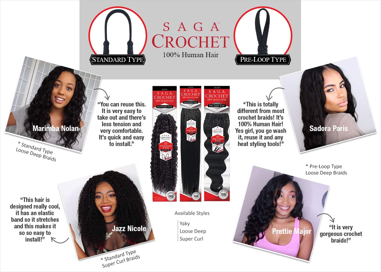 Saga Human Hair Crochet Braids Pre Loop Type Loose Deep Find Your New Look Today!