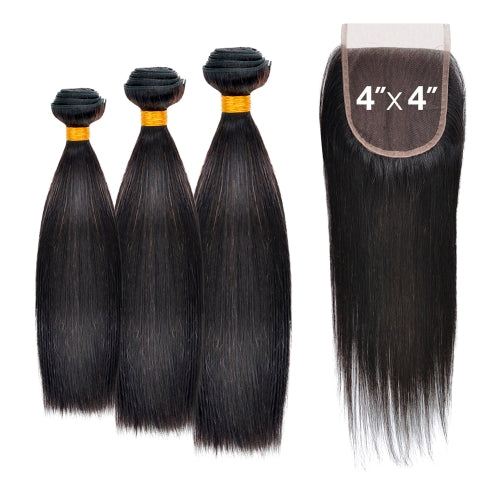 Starlet 100% Virgin Human Hair Unprocessed Brazilian Bundle Hair Weave Straight 3Pcs with 4X4 Closure Find Your New Look Today!