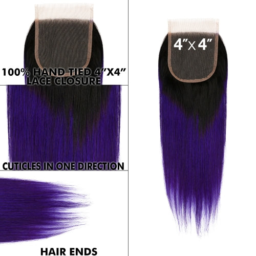 Uniq Hair 100% Virgin Human Hair Brazilian Bundle Hair Weave 4X4 Closure 7A Straight #OTPURPLE Find Your New Look Today!