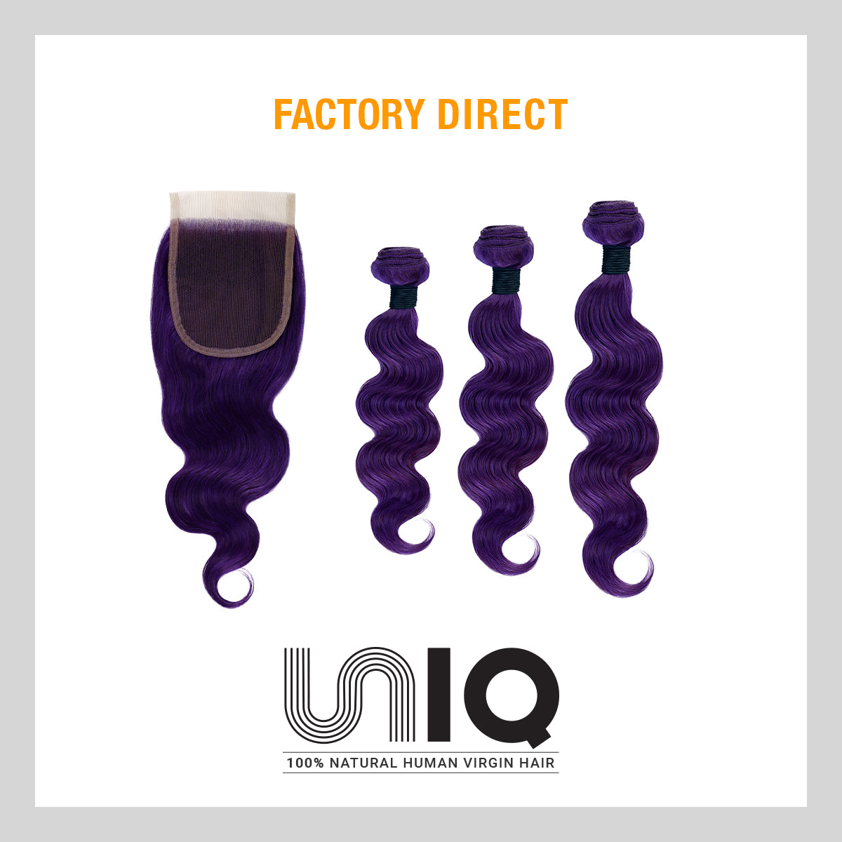 Uniq Hair 100% Virgin Human Hair Brazilian Bundle Hair Weave 7A Body + 13X4 Closure#OTPURPLE Find Your New Look Today!