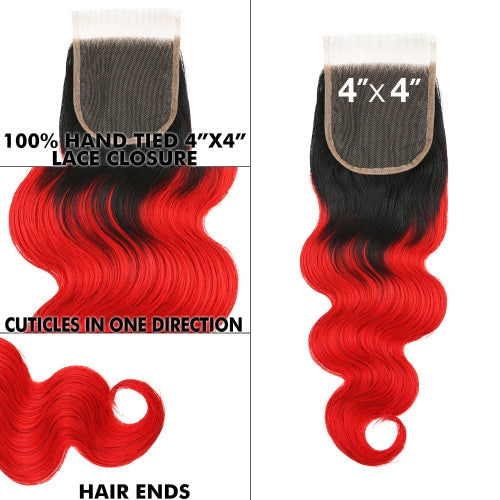 Uniq Hair 100% Virgin Human Hair Brazilian Bundle Hair Weave 7A Body + 4X4 Closure#OTRED Find Your New Look Today!