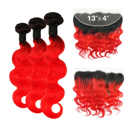 Uniq Hair 100% Virgin Human Hair Brazilian Bundle Hair Weave 7A Body with 13X4 Closure#OTRED Find Your New Look Today!