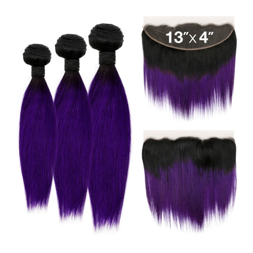 Uniq Hair 100% Virgin Human Hair Brazilian Bundle Hair Weave 7A Straight + 13X4 Closure#OTPURPLE Find Your New Look Today!