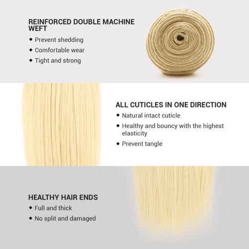 Uniq Hair 100% Virgin Human Hair Brazilian Bundle Hair Weave 7A Straight #613 Find Your New Look Today!