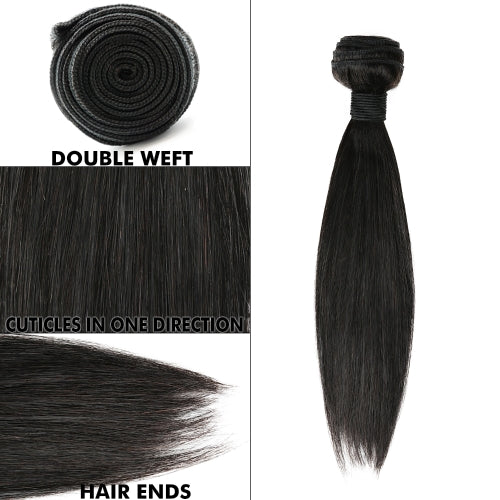 Uniq Hair 100% Virgin Human Hair Brazilian Bundle Hair Weave 7A Straight with 13X4 Closure Find Your New Look Today!