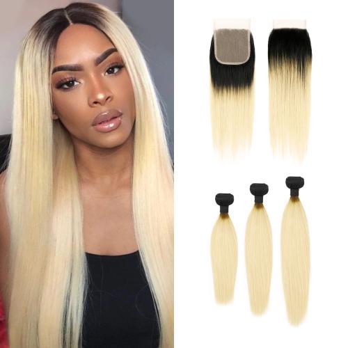 Uniq Hair 100% Virgin Human Hair Brazilian Bundle Hair Weave 7A Straight with 4X4 Closure#OT613 Find Your New Look Today!