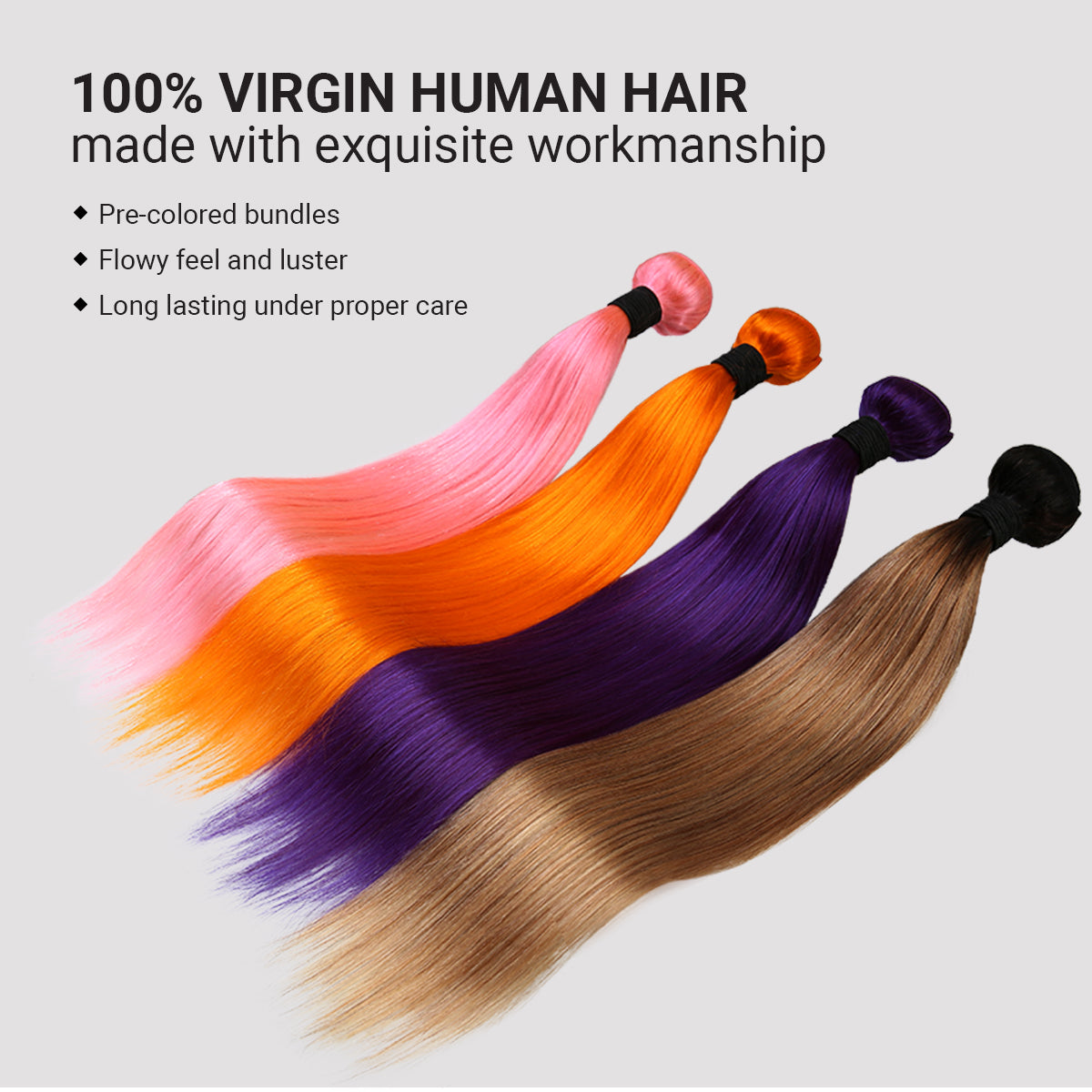 Uniq Hair 100% Virgin Human Hair Brazilian Bundle Hair Weave 9A Straight #ORANGE 3Pcs Find Your New Look Today!