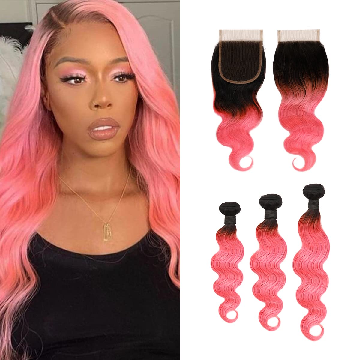 Uniq Hair 9A Brazilian Natural Body wave Bundle with Closure Virgin Unprocessed Human Hair HD Swiss Lace Transparent Frontal Hand tied Wefts Extensions Pre-Colored Weaves Find Your New Look Today!
