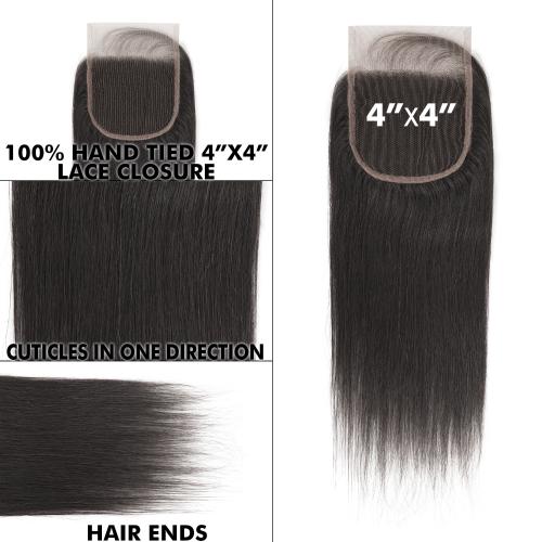 UpScale 100% Virgin Human Hair Unprocessed Bundle Hair Weave Straight 12A 3pcs With 4X4 Closure Find Your New Look Today!