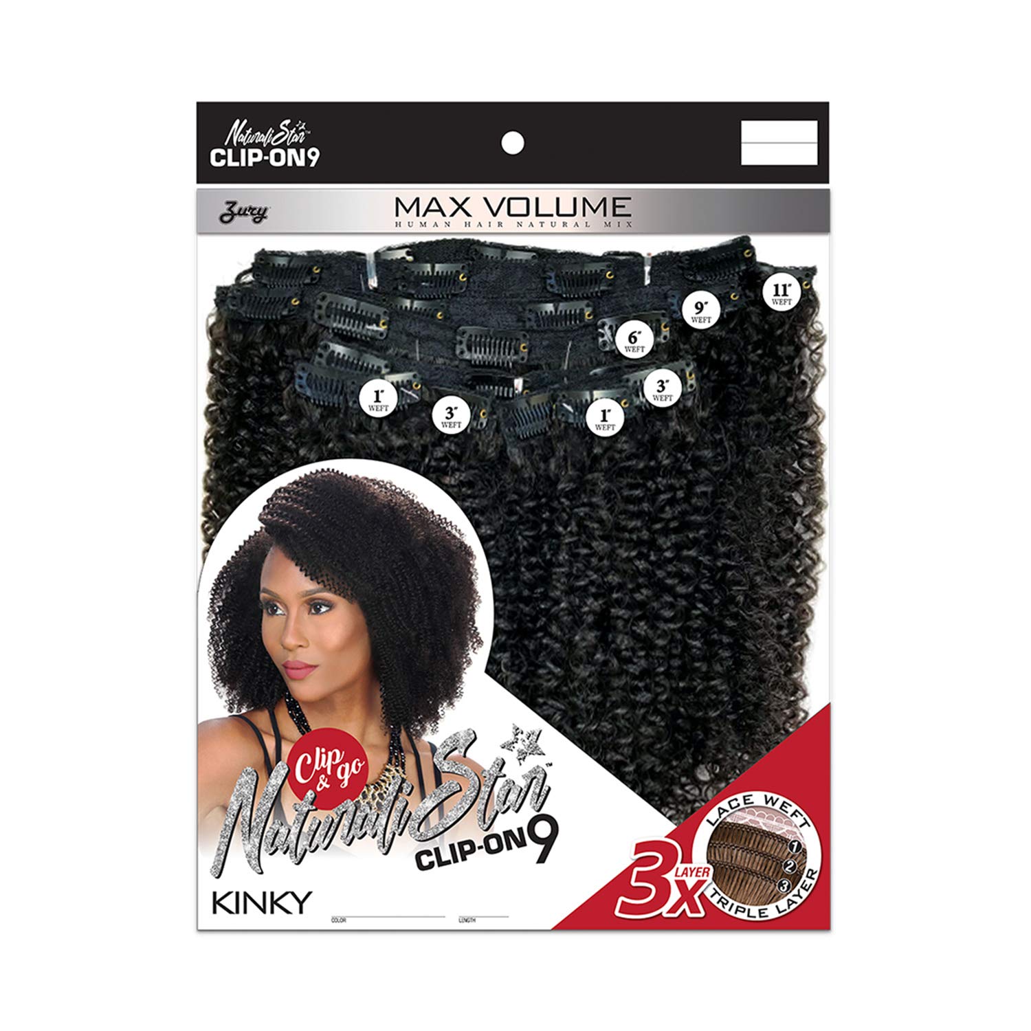 Zury Naturali Star 100% Human Hair Clip On 9 Weave - NAT HB CLIP ON KINKY (NATURAL) Find Your New Look Today!